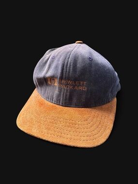 ✨Vintage Hewlett Packard navy blue cap with brown suede brim✨